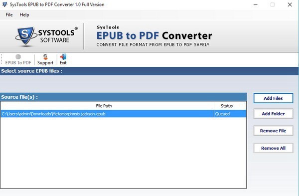 epub转pdf工具(SysTools EPUB to PDF Converter) v1.0免费版